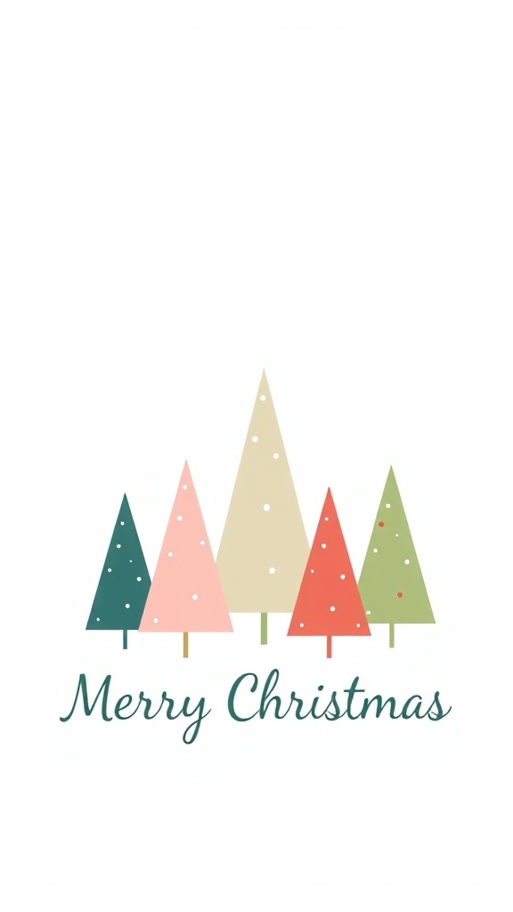 Minimalist Christmas card with simple Xmas tree illustrations and elegant typography.